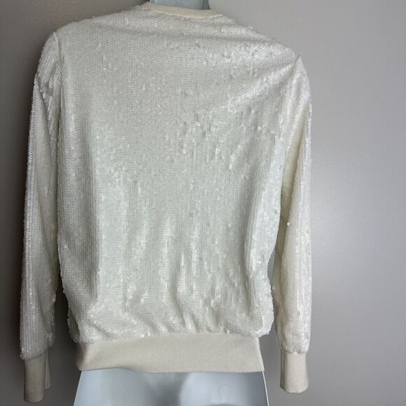 Equipment Femme Ivory Wool Blend Shane Sequined Crewneck Sweater Womens S - Picture 5 of 11